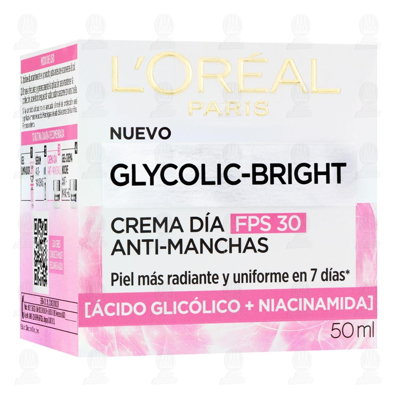Imagen para Crema Facial L'Oréal Paris Glycolic-Bright FPS 30 Anti-Manchas Uso de Día, 50 ml.