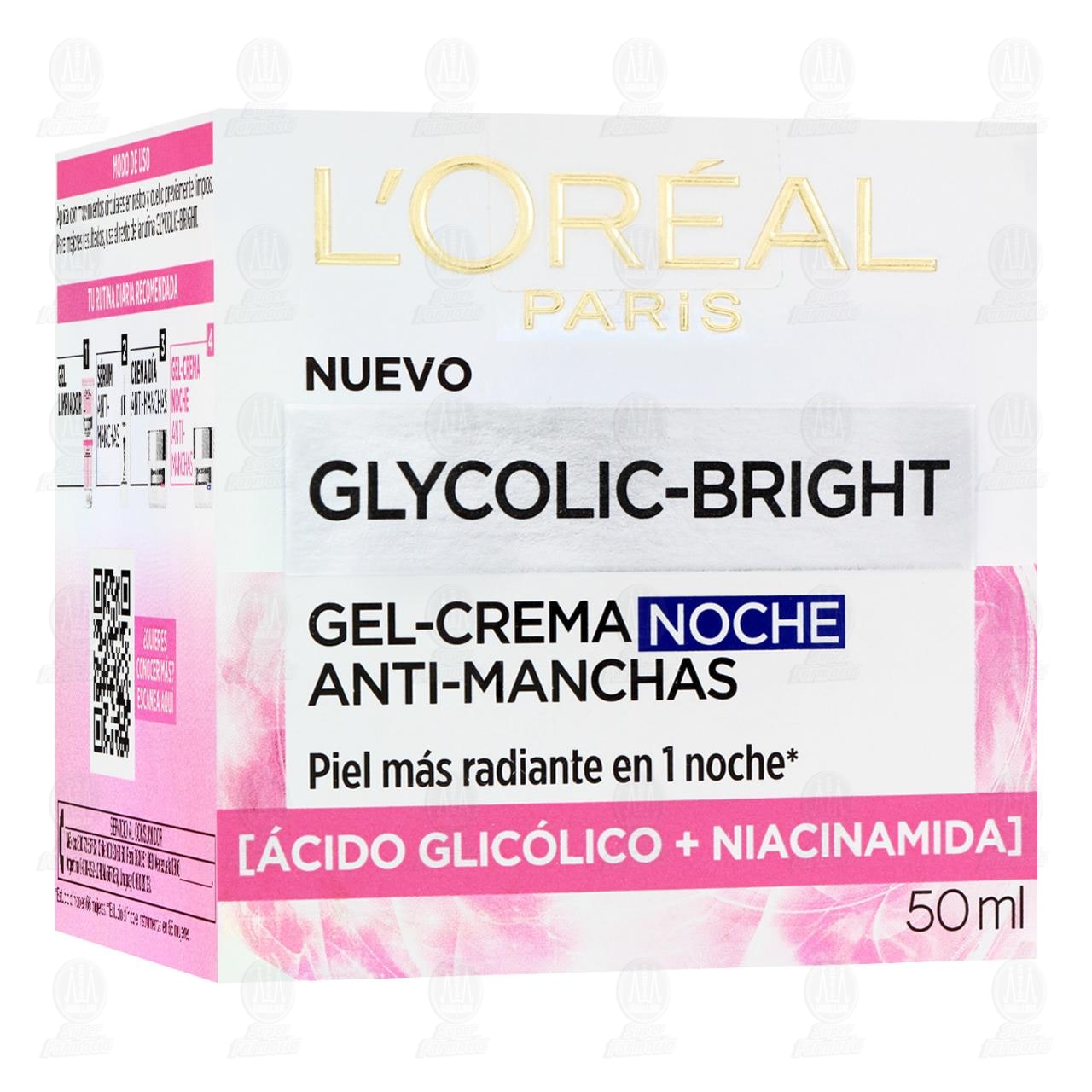 Imagen para Gel-Crema L'Oréal Paris Glycolic-Bright FPS 30 Anti-Manchas Uso Noche, 50 ml.
