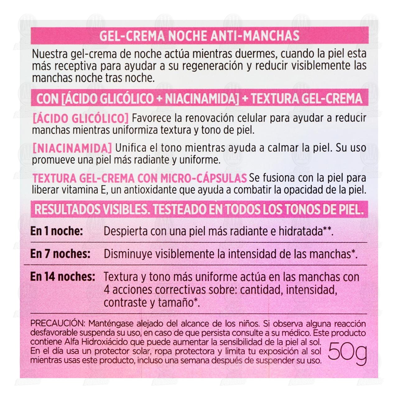 Gel-Crema L'Oréal Paris Glycolic-Bright FPS 30 Anti-Manchas Uso Noche, 50 ml. image number 2