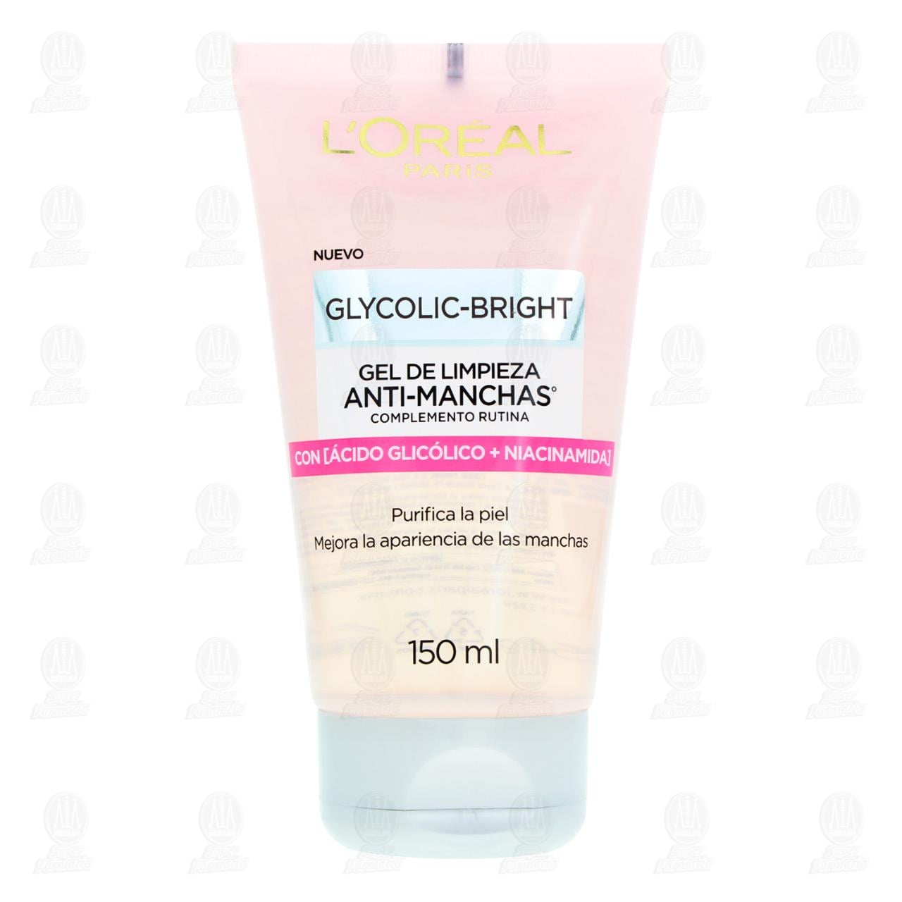 Gel de Limpieza L'Oréal Paris Glycolic-Bright Anti-Manchas Complemento Rutina, 150 ml.