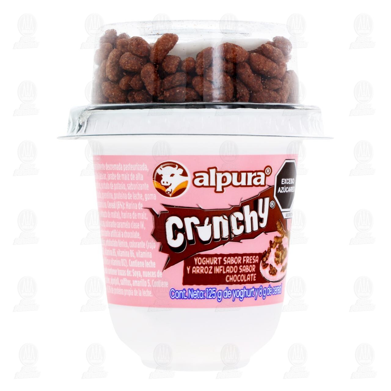 Yoghurt Alpura Crunchy Sabor Fresa m&aacute;s Arroz Inflado Sabor Chocolate, 125 g. image number 0