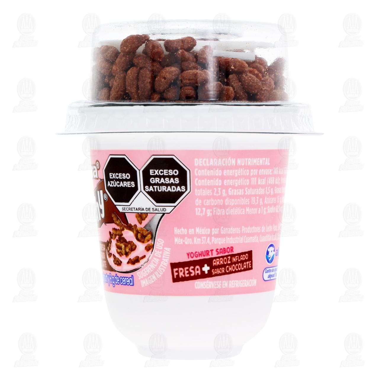 Yoghurt Alpura Crunchy Sabor Fresa m&aacute;s Arroz Inflado Sabor Chocolate, 125 g. image number 2