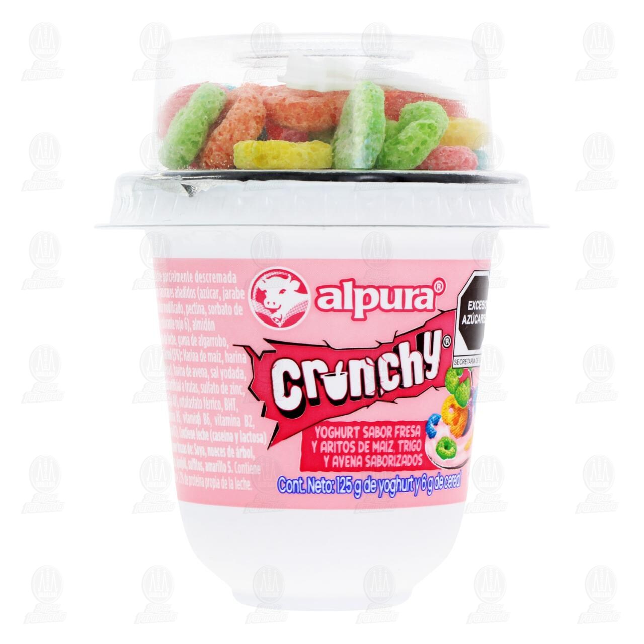 Yoghurt Alpura Crunchy Sabor Fresa más Aritos Saborizados, 125 gr. image number 0