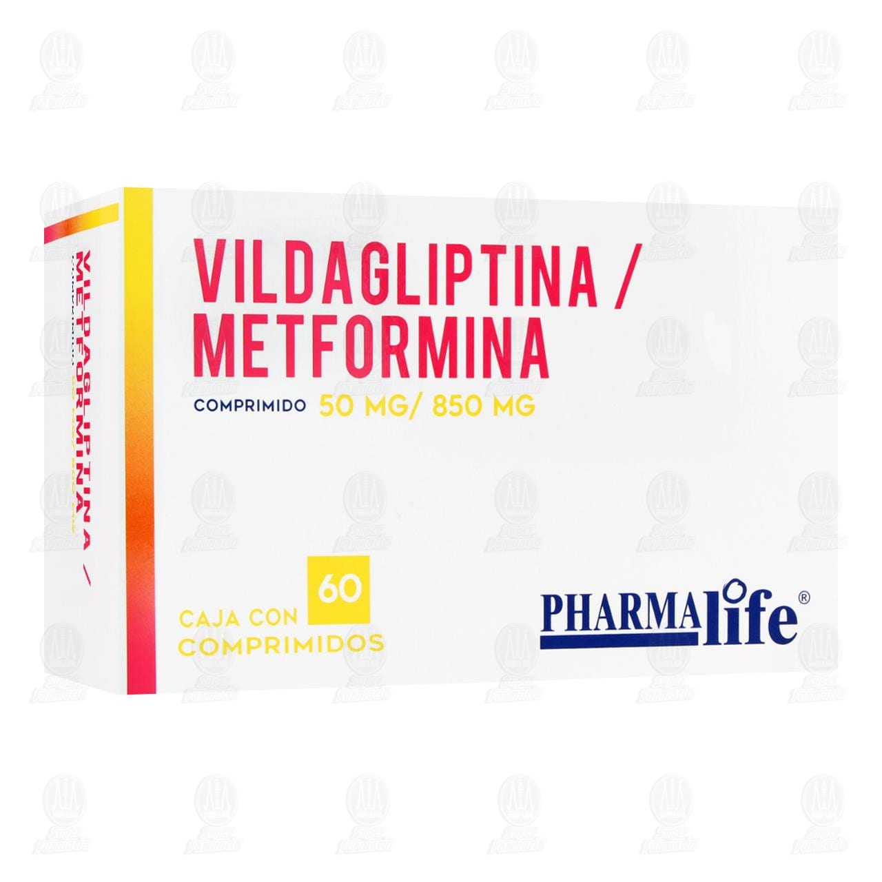 Vildagliptina, Metformina 50mg/850mg, 60 Comprimidos Pharmalife. image number 0