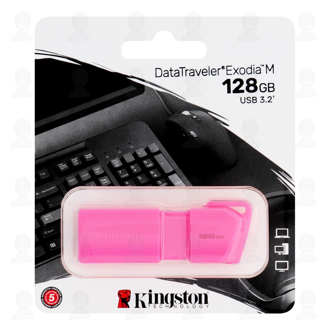 Memoria Kingston Data Traveler Exodia USB 3.2 de 128 GB, Diferentes Colores, 1 pza.
