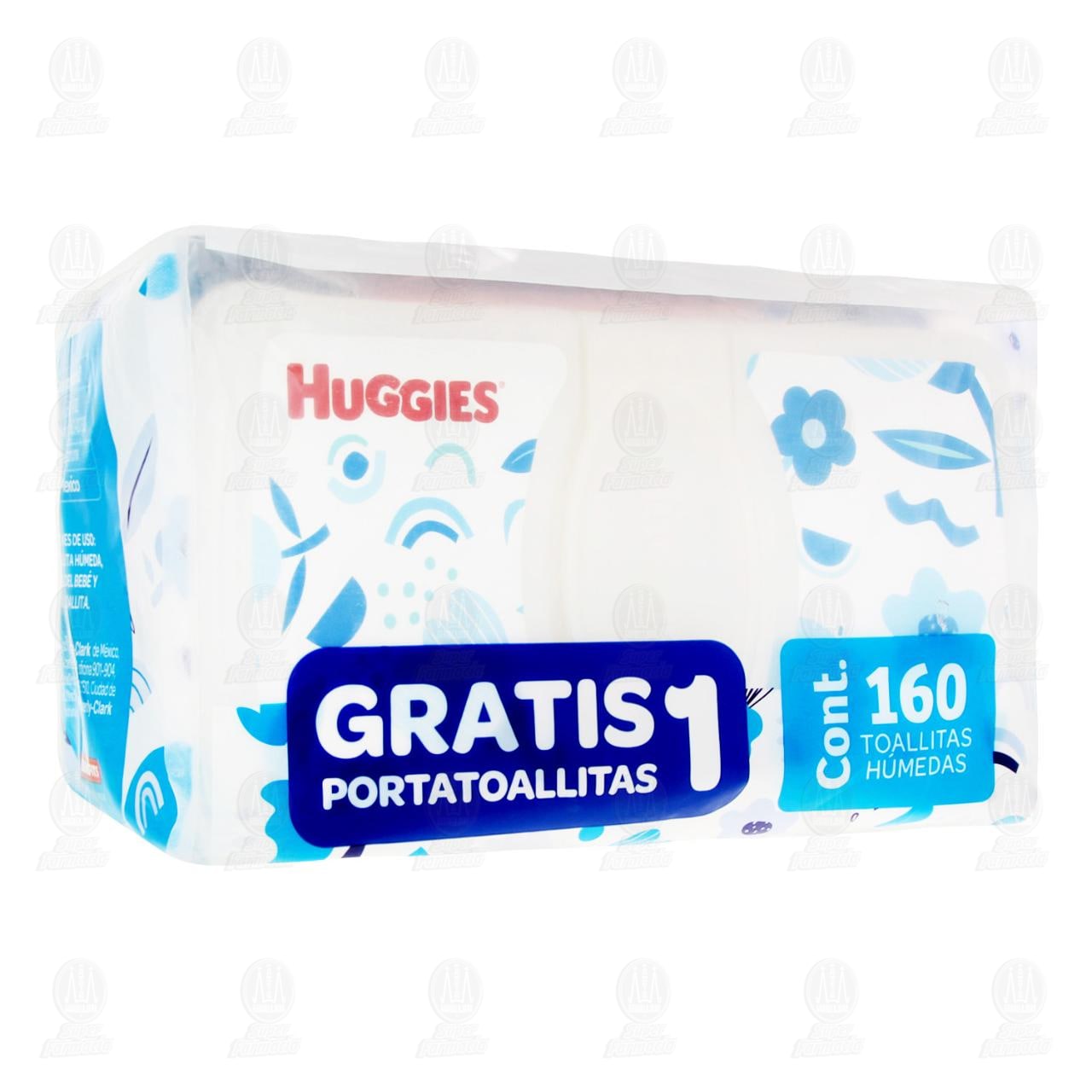 Imagen para Pack Toallitas Húmedas Huggies Cuidado Puro, 160 pzas más Gratis 1 Portatoallitas.
