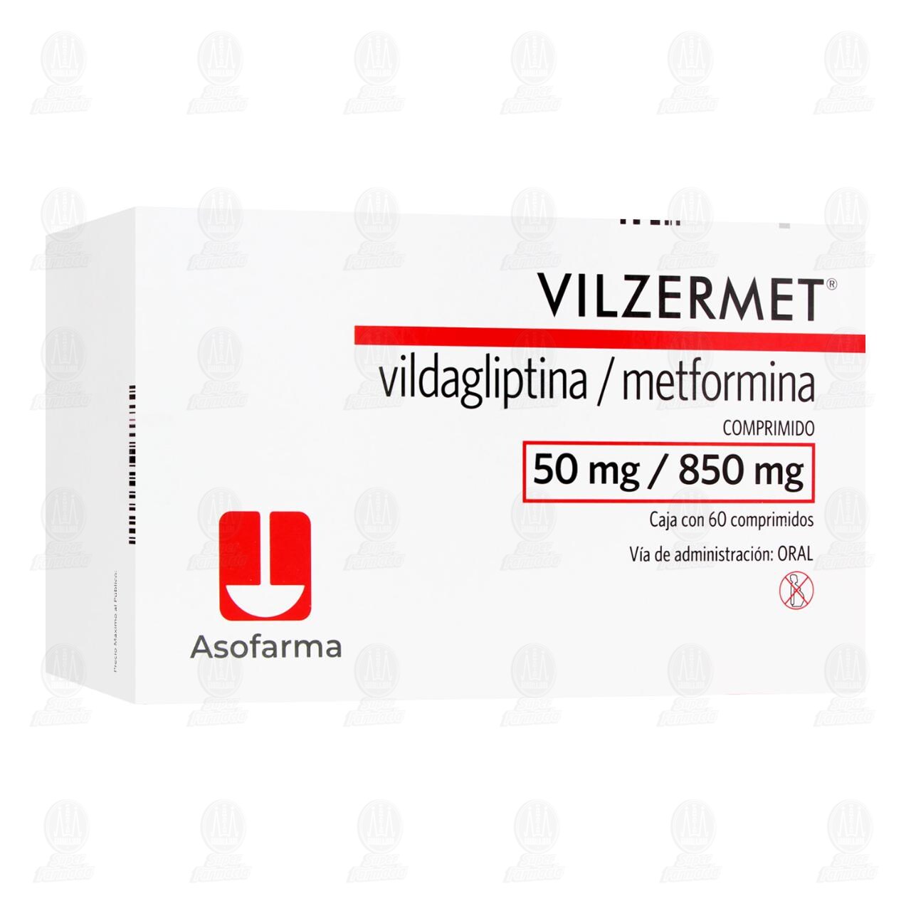 Vilzermet 50mg/850mg, 60 Comprimidos. image number 0