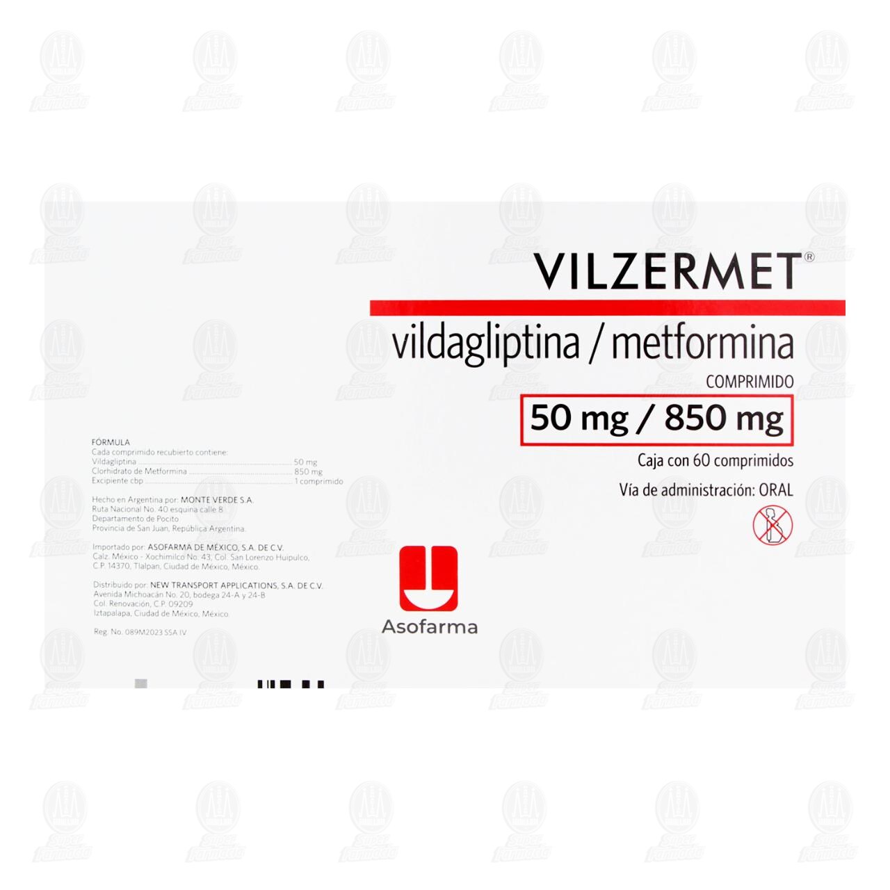 Vilzermet 50mg/850mg, 60 Comprimidos. image number 2