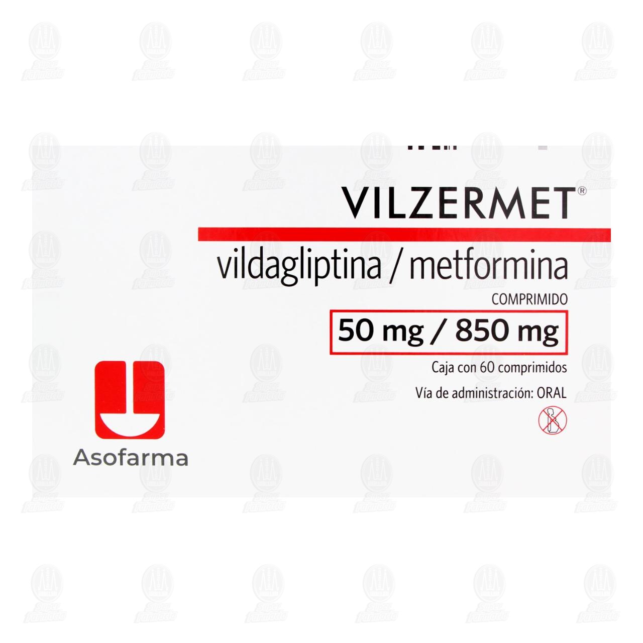 Vilzermet 50mg/850mg, 60 Comprimidos. image number 1