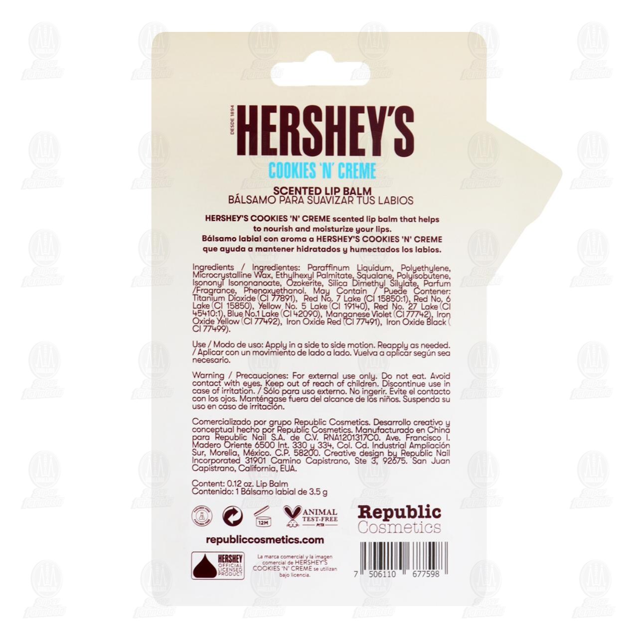 Bálsamo Republic Cosmetics Suavizador de Labios Edición Hershey's Cookies 'N' Creme, 3.5 gr. image number 1