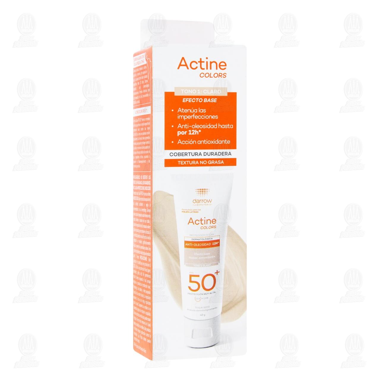 Protector Solar Darrow Actine Colors FPS 50+ Anti-Oleosidad Tono Claro, 40 gr.