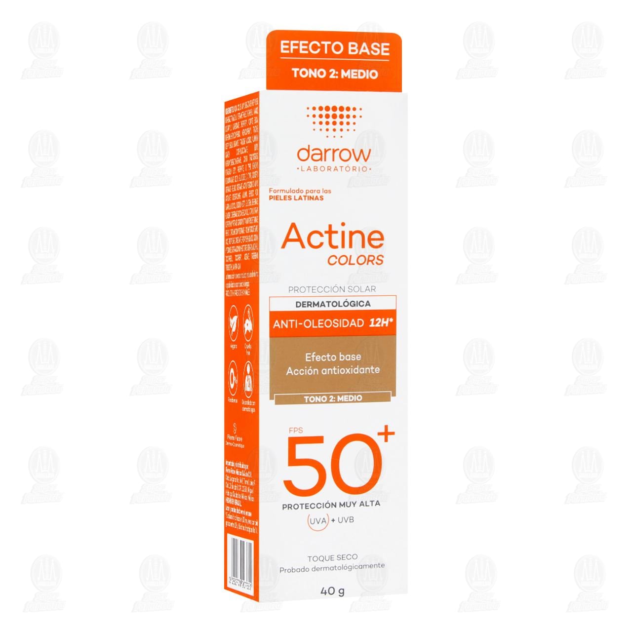 Protector Solar Darrow Actine Colors FPS 50 + Anti-Oleosidad Tono Medio, 40 gr.