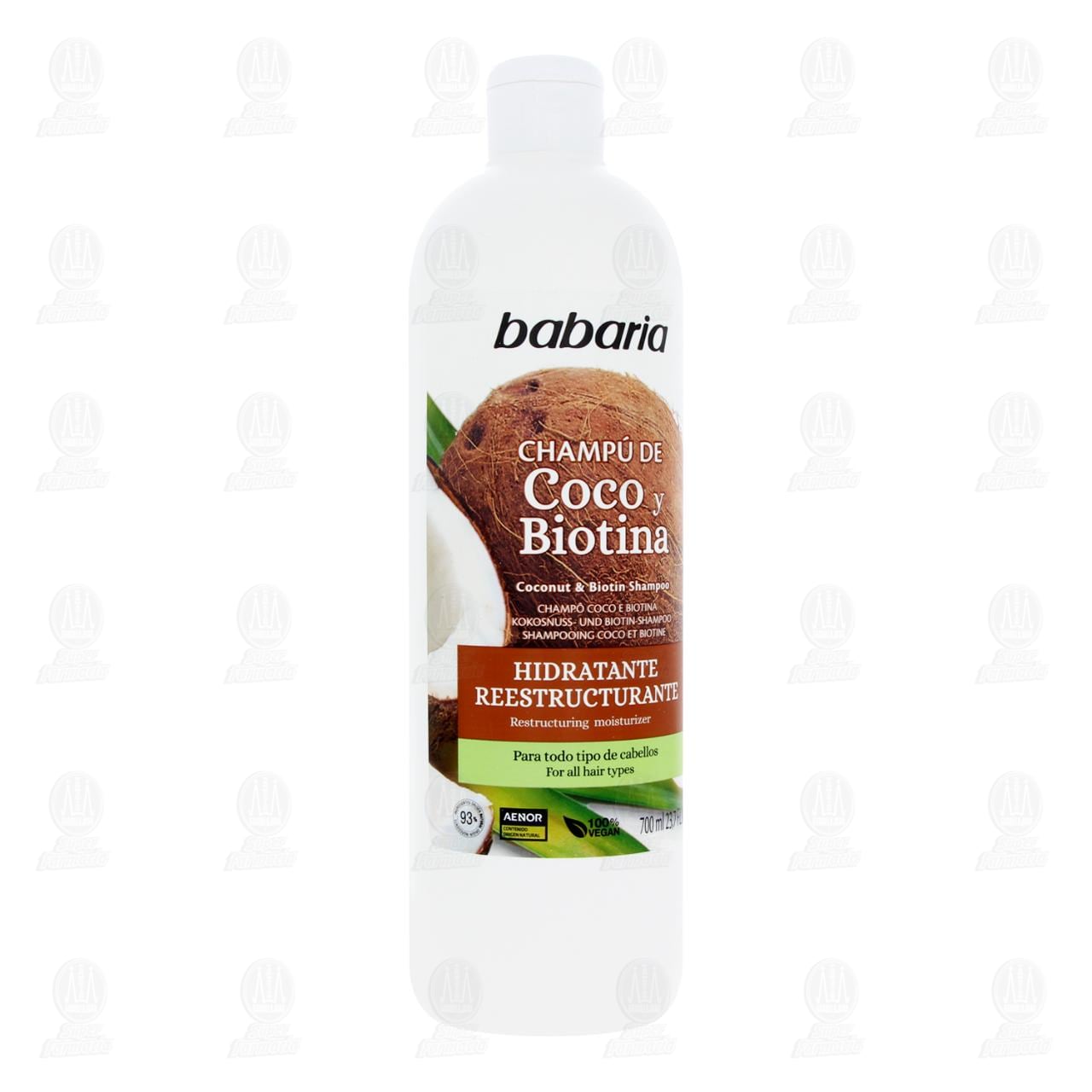 Imagen para Babaria Shampoo de Coco y Biotina Hidratante Reestructurante, 700 ml.
