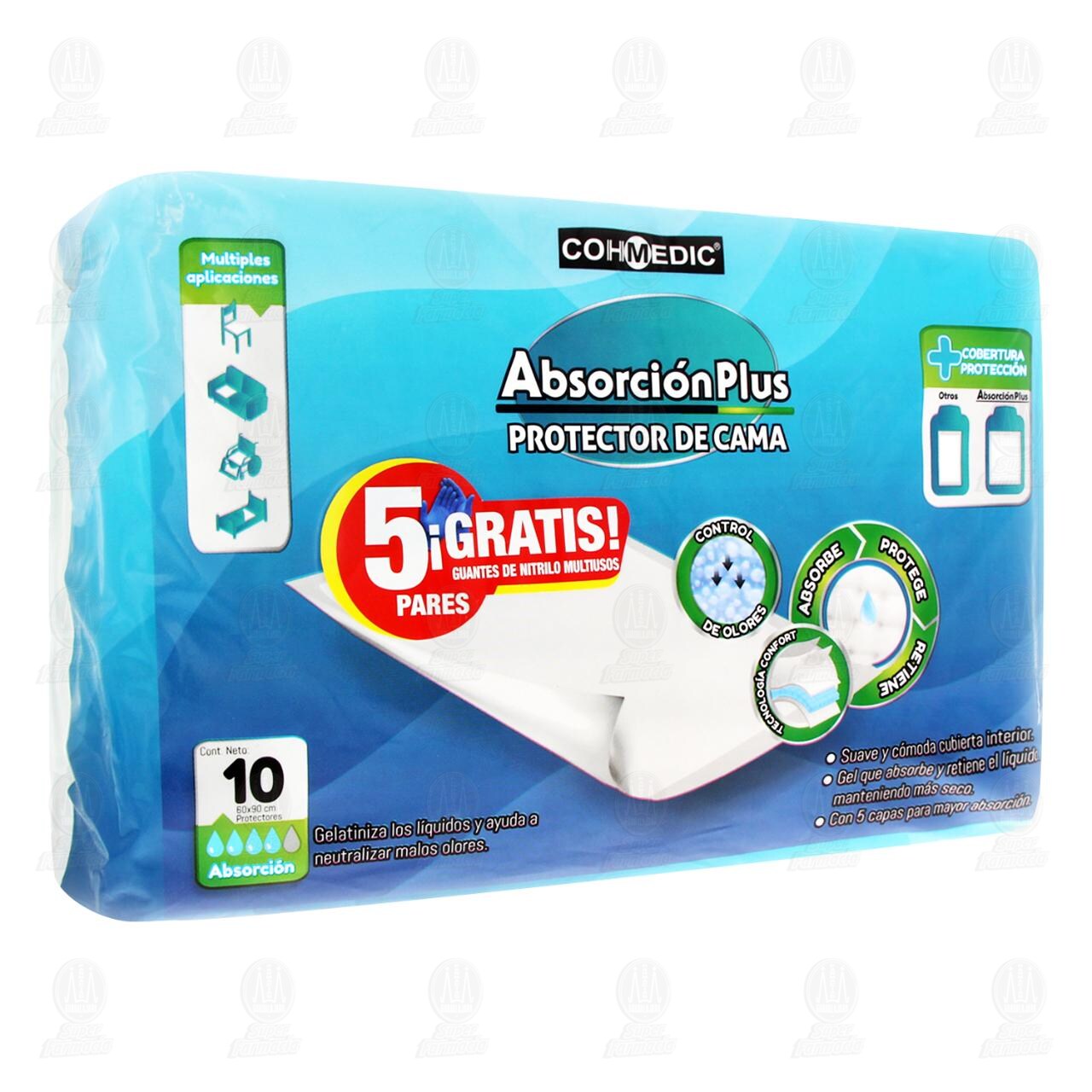 Protector de Cama Cohmedic Absorción Plus, 10 protectores.