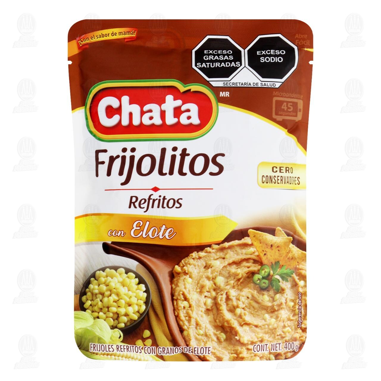 Frijolitos Chata Refritos con Elote, 400 gr.