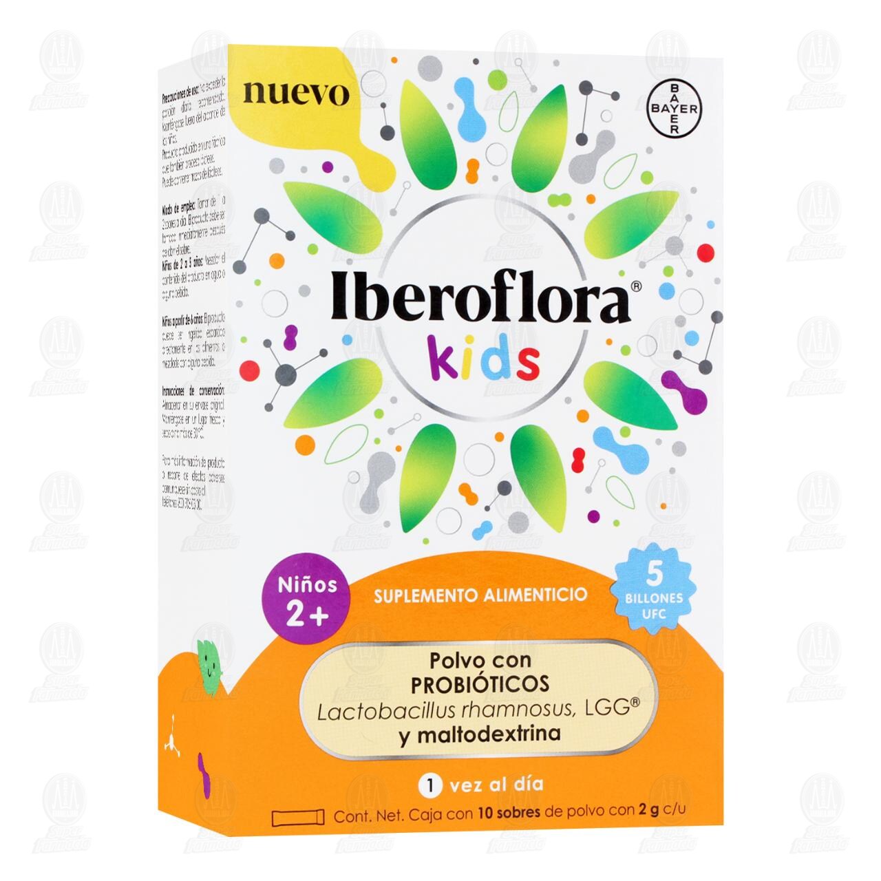 Iberoflora Kids Suplemento Alimenticio 5 Billones UFC con Probi&oacute;ticos, 10 Sobres con 2 gr c/u.
