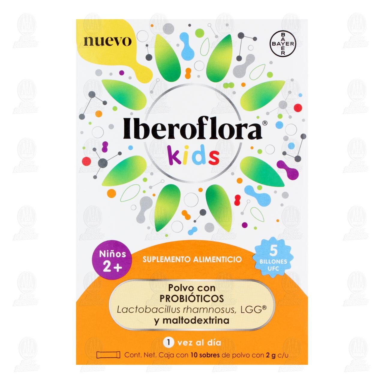 Iberoflora Kids Suplemento Alimenticio 5 Billones UFC con Probi&oacute;ticos, 10 Sobres con 2 gr c/u. image number 1