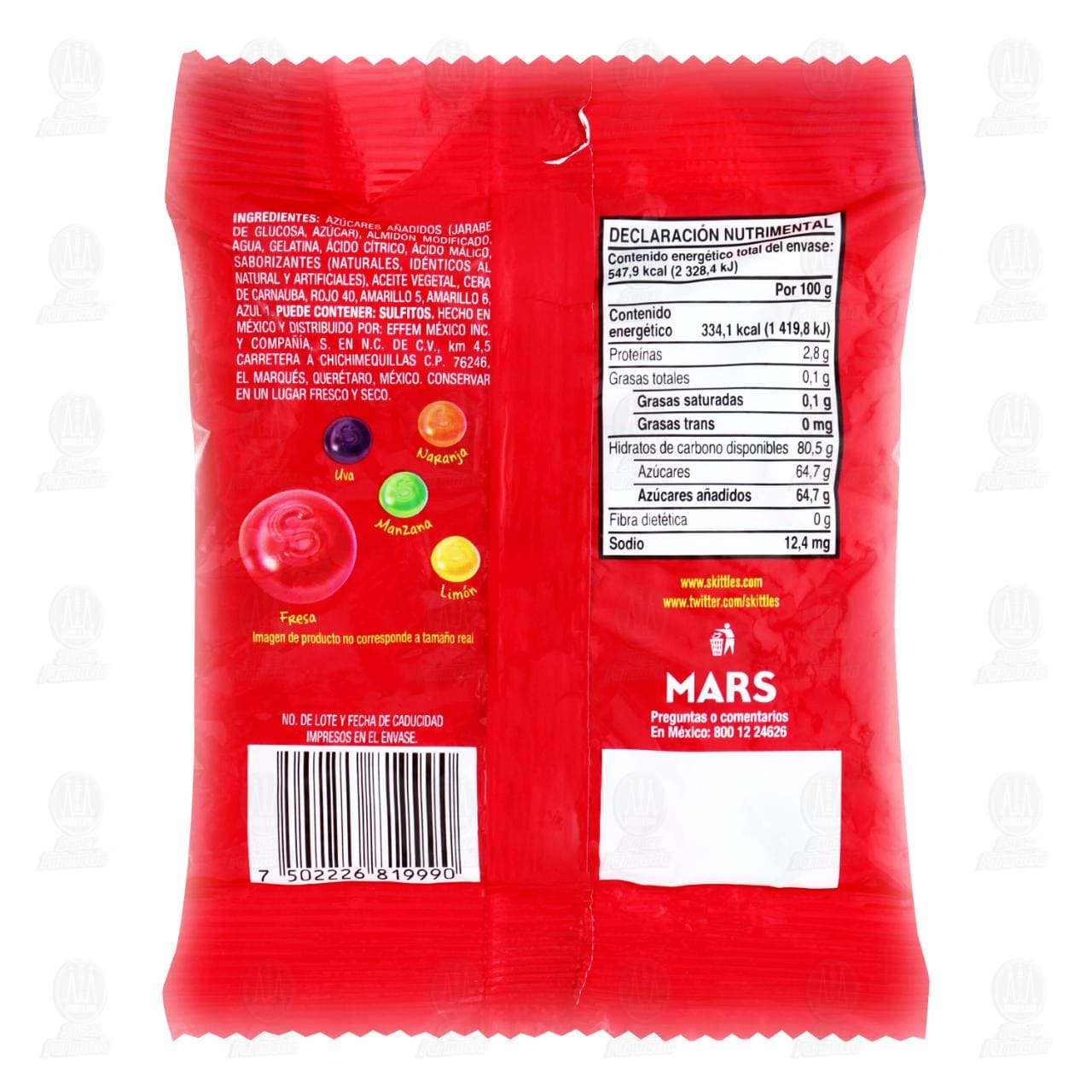 Gomitas Skittles Original de Dulce con Sabores de Frutas, 164 gr. image number 1