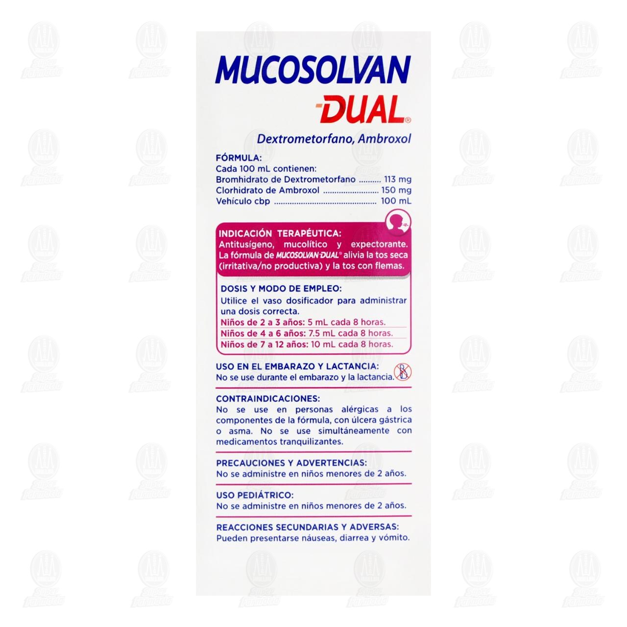 Mucosolvan Dual Jarabe Infantil 113mg/150mg/100 ml Sabor Frambuesa, 120 ml. image number 2