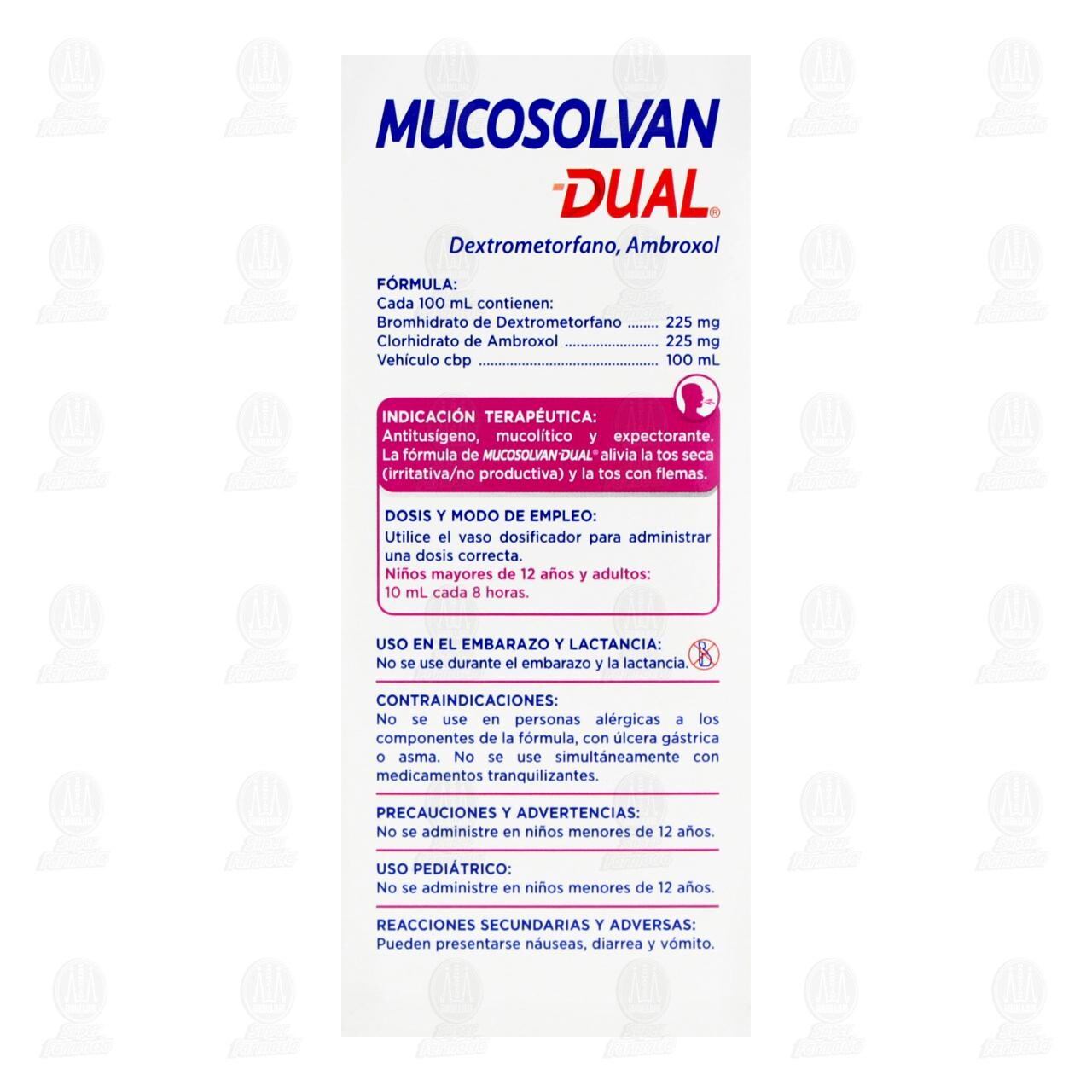 Mucosolvan Dual Jarabe Adulto 225mg/225mg/100ml Sabor Frambuesa, 120 ml. image number 2