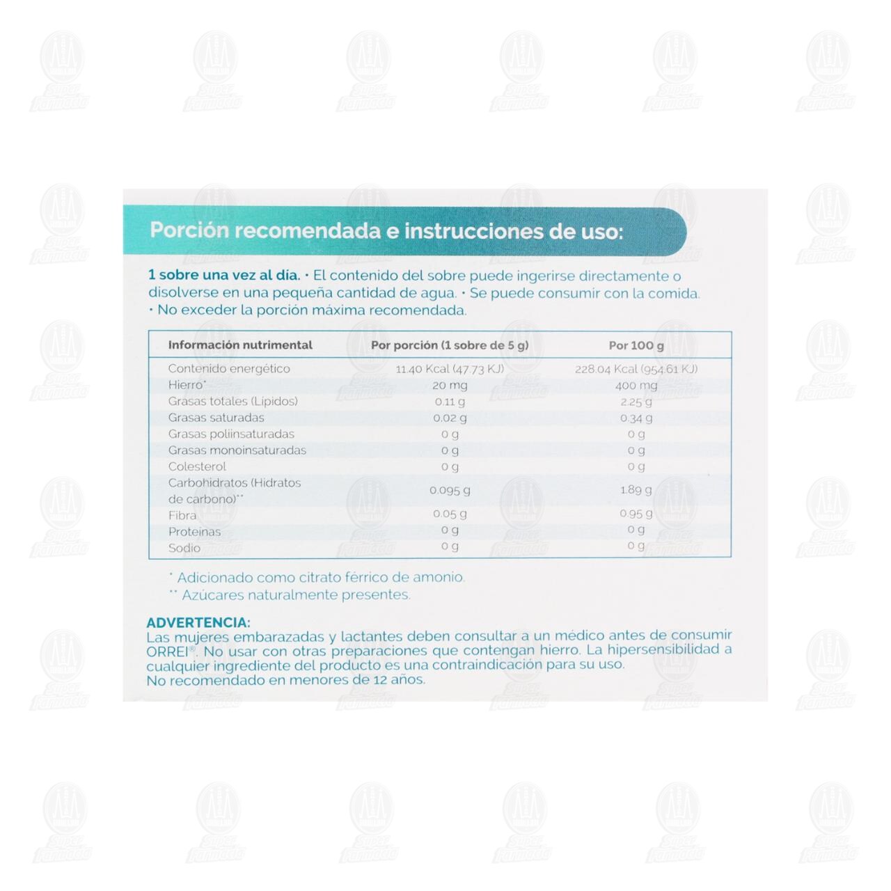 Orrei Suplemento Alimenticio 20 mg en Gel, 30 Sobres. image number 2