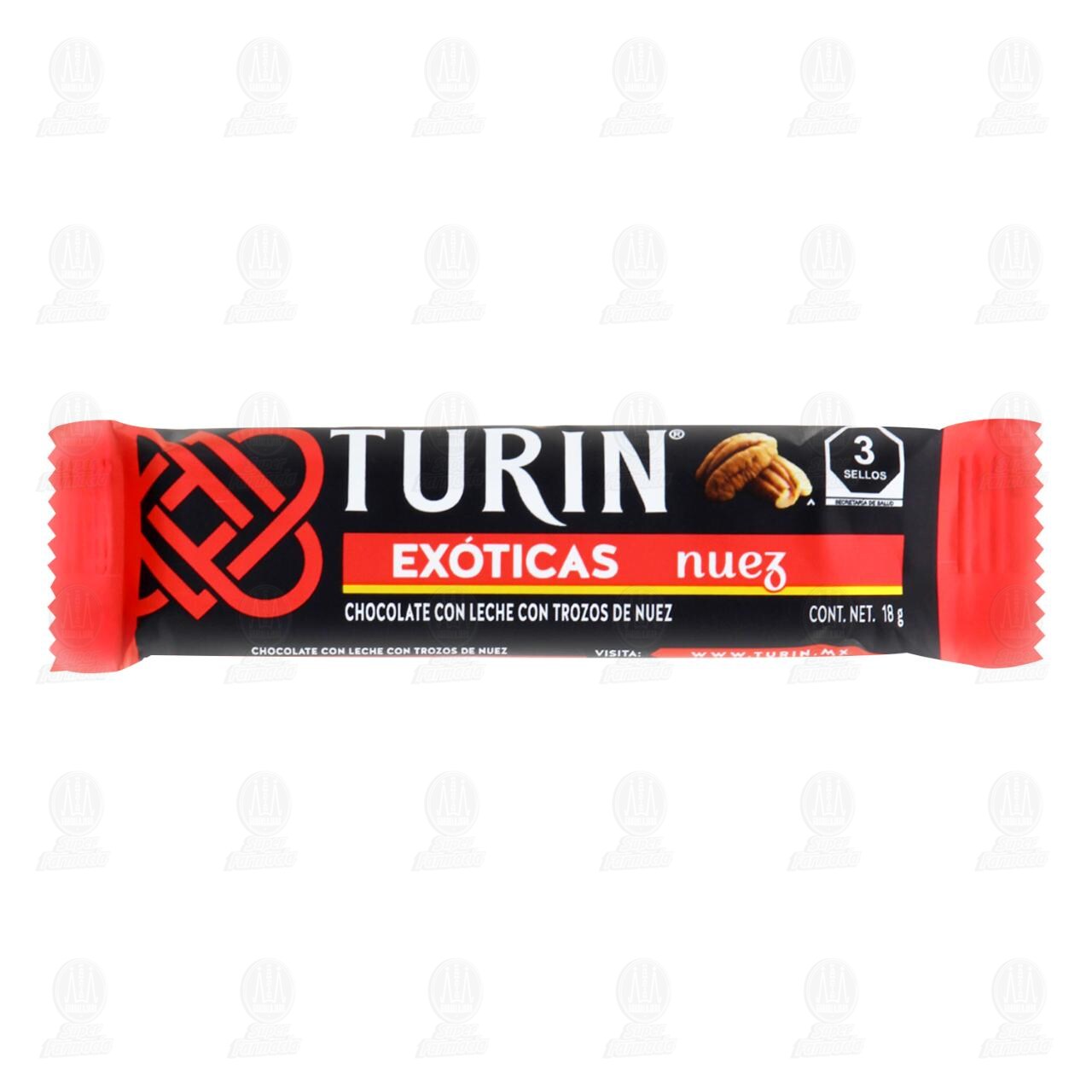 Chocolate Turin Ex&oacute;ticas Nuez, 18 gr.
