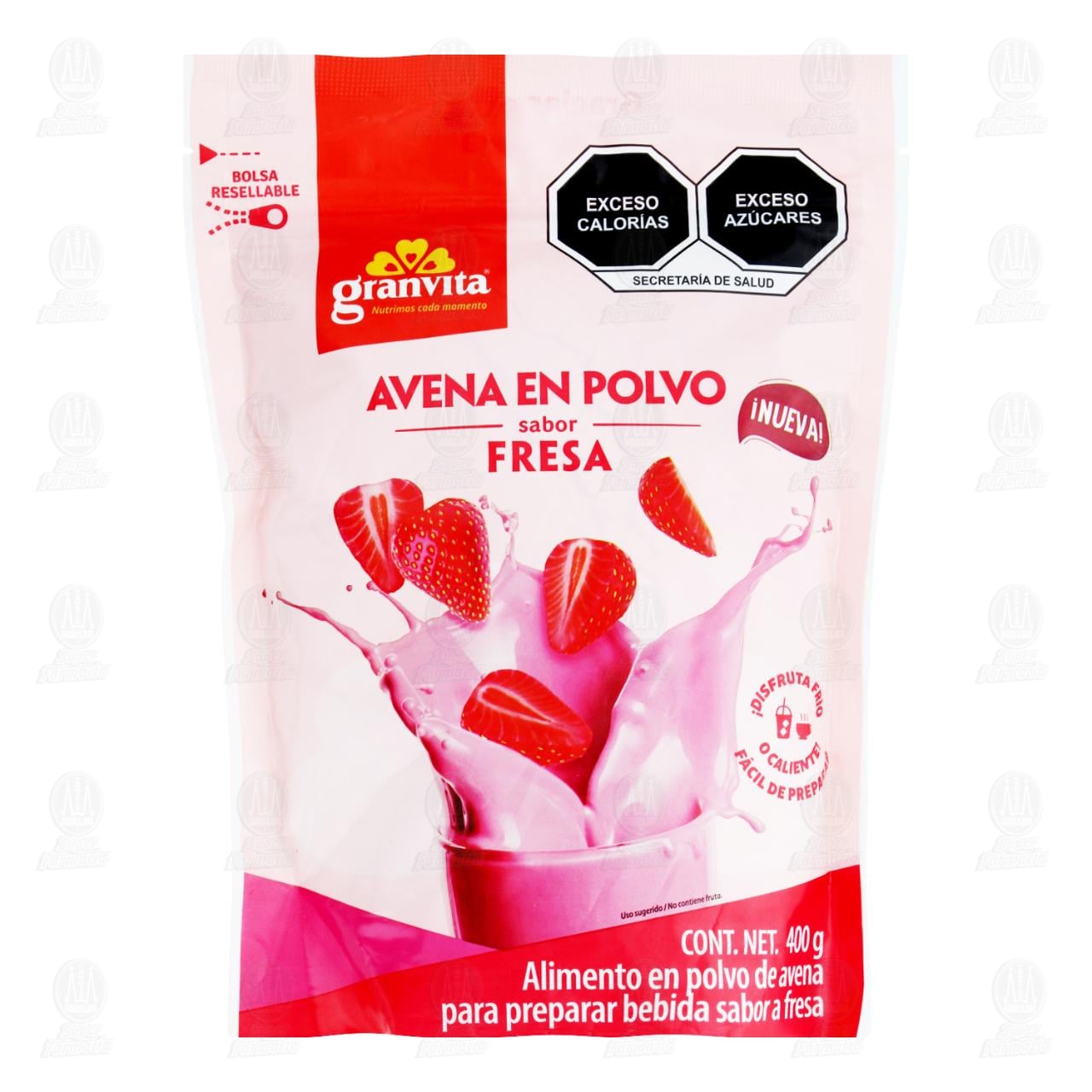 Avena Granvita en Polvo Sabor Fresa, 400 gr.