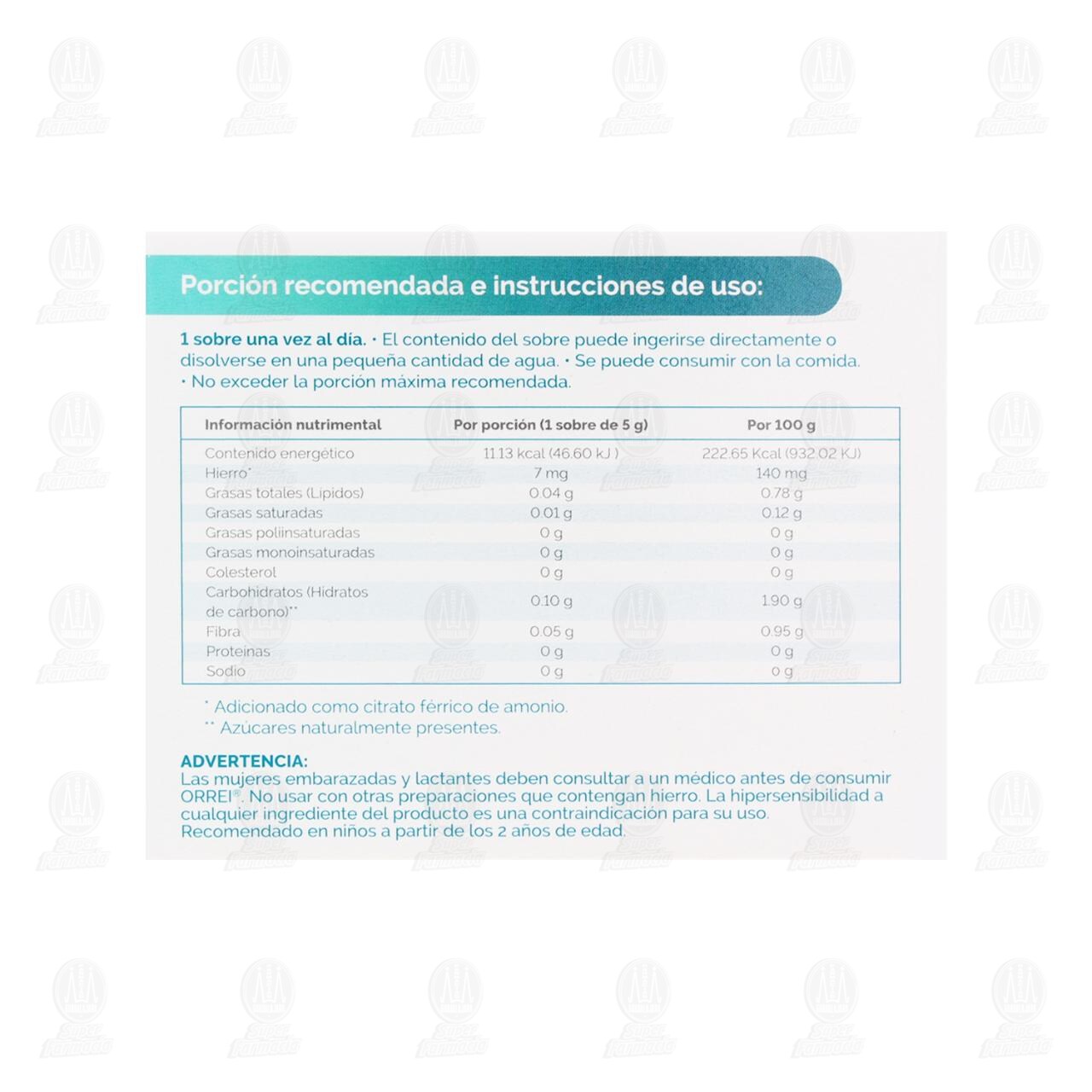 Orrei Suplemento Alimenticio 7 mg en Gel, 30 Sobres. image number 2