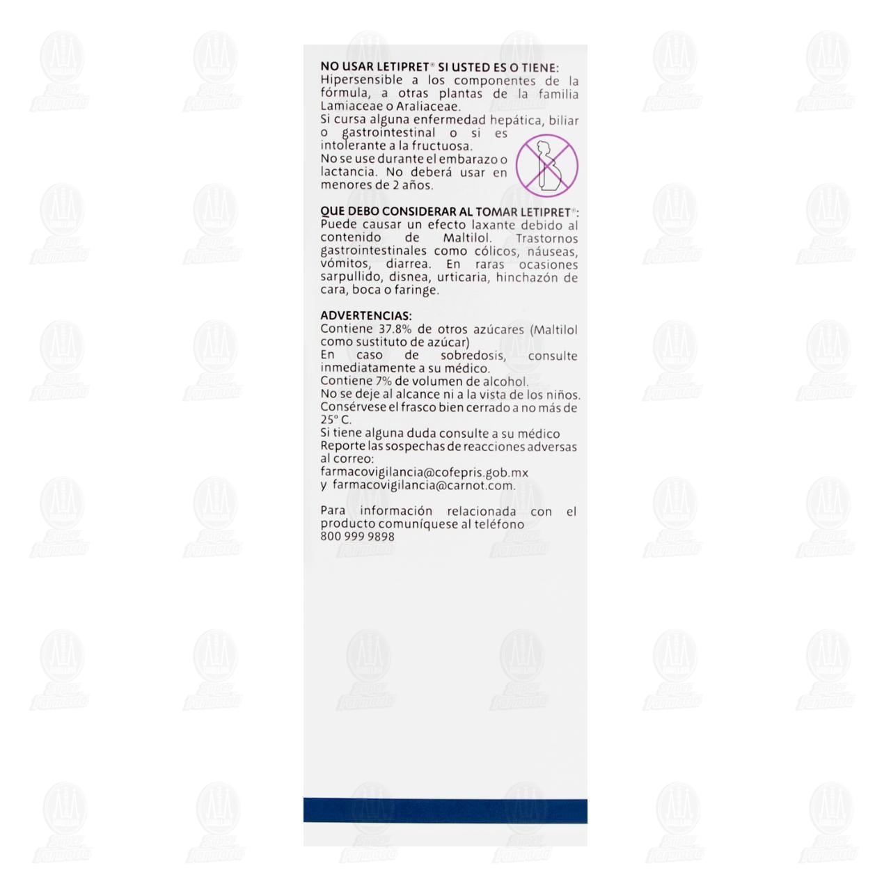 Letipret Jarabe 16.8g/1.68g/100ml, 100 ml. image number 2