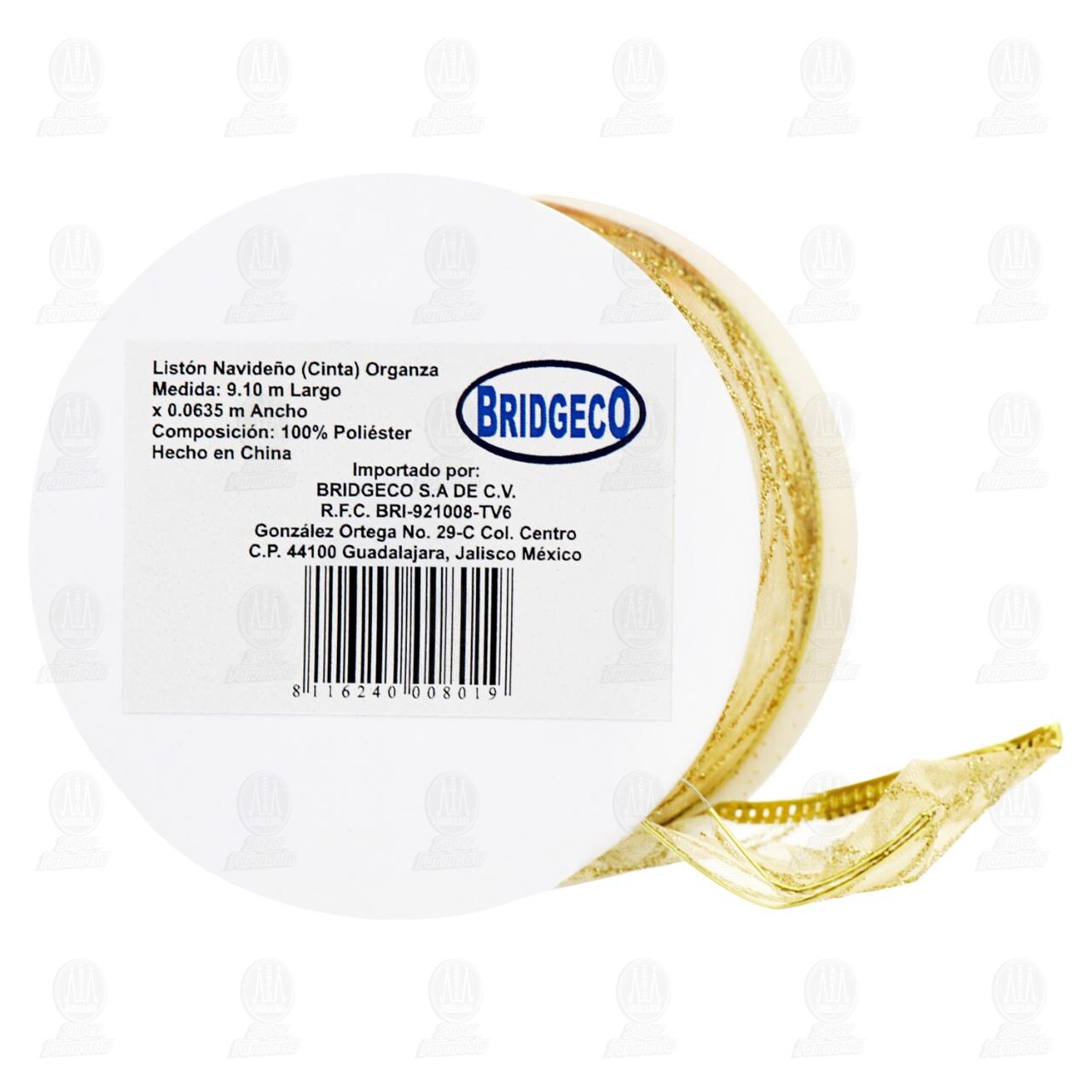 Listón Navideño Bridgeco Varios Colores, 1 pz.