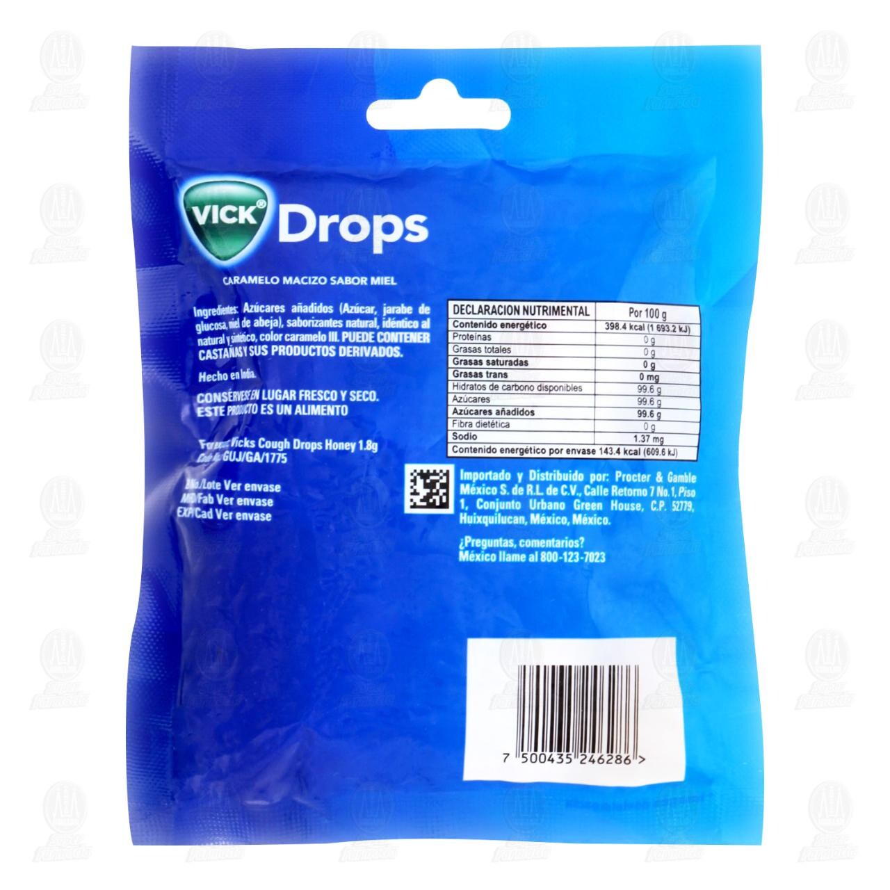 Vick Drops Caramelo Macizo Sabor Miel, 36 gr. image number 1