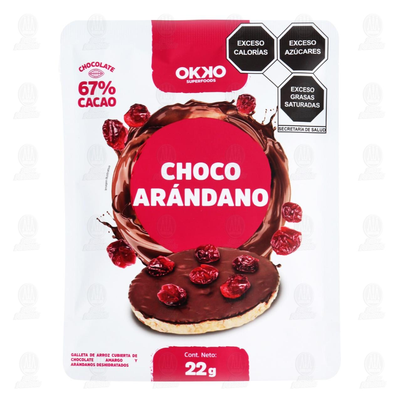 Galleta de Arroz Okko Choco Ar&aacute;ndano, 22 gr.
