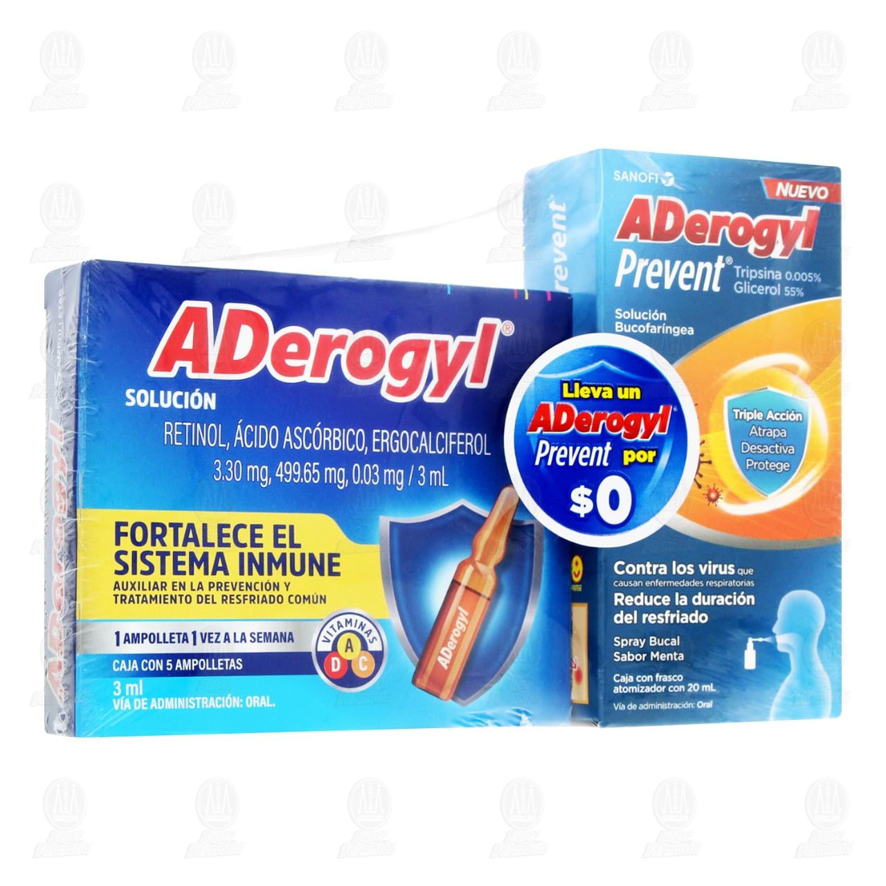 Imagen para Pack Aderogyl Solución Ampolletas + Aderogyl Prevent Solución Bucofaríngea, 2 pzas.