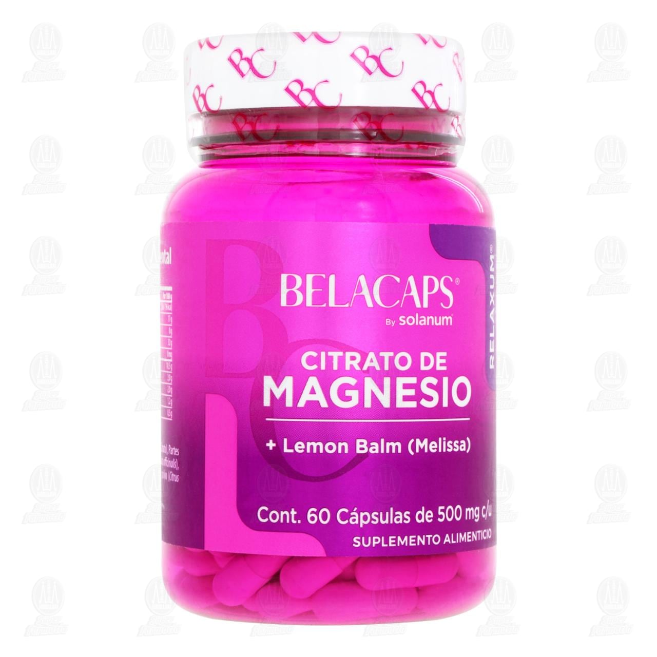 Citrato de Magnesio Belacaps Suplemento Alimenticio, 60 C&aacute;psulas.