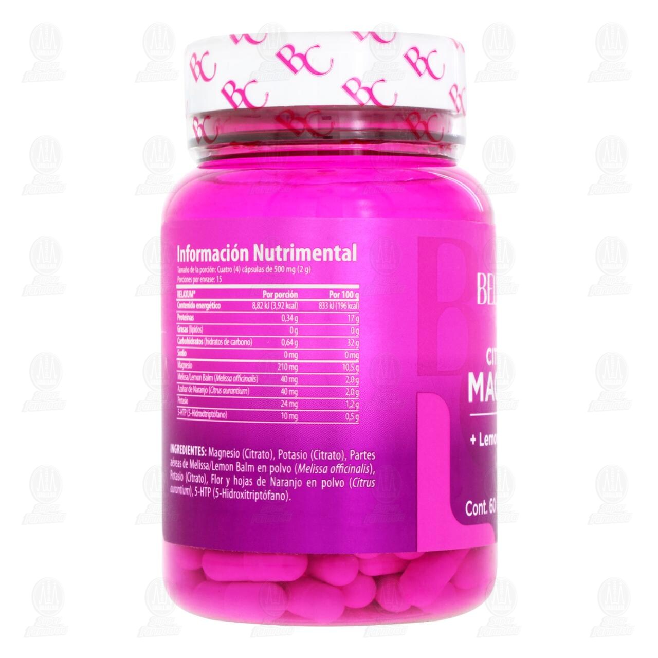 Citrato de Magnesio Belacaps Suplemento Alimenticio, 60 C&aacute;psulas. image number 2