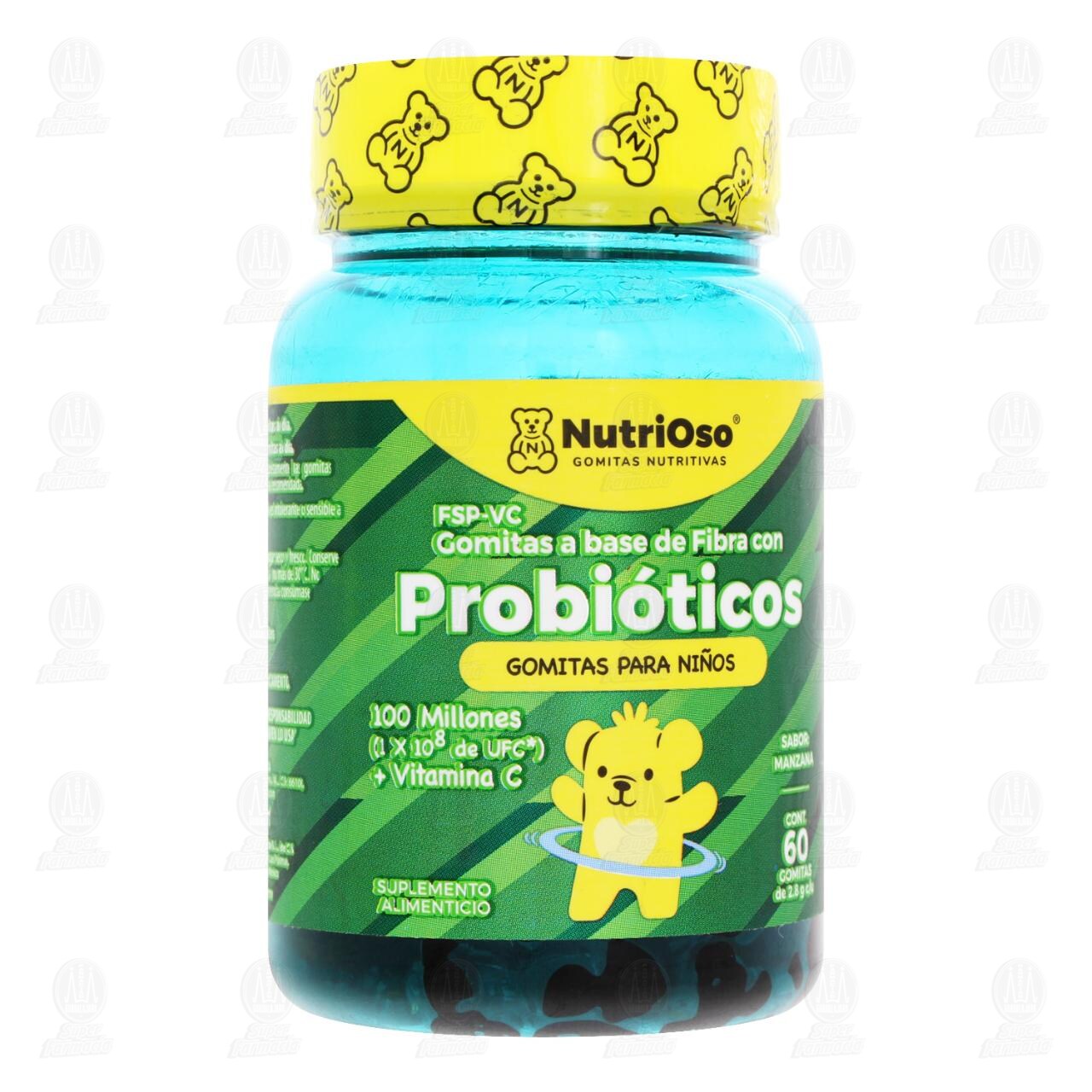 Suplemento Alimenticio Nutrioso Probi&oacute;ticos Sabor Manzana, 60 Gomitas.