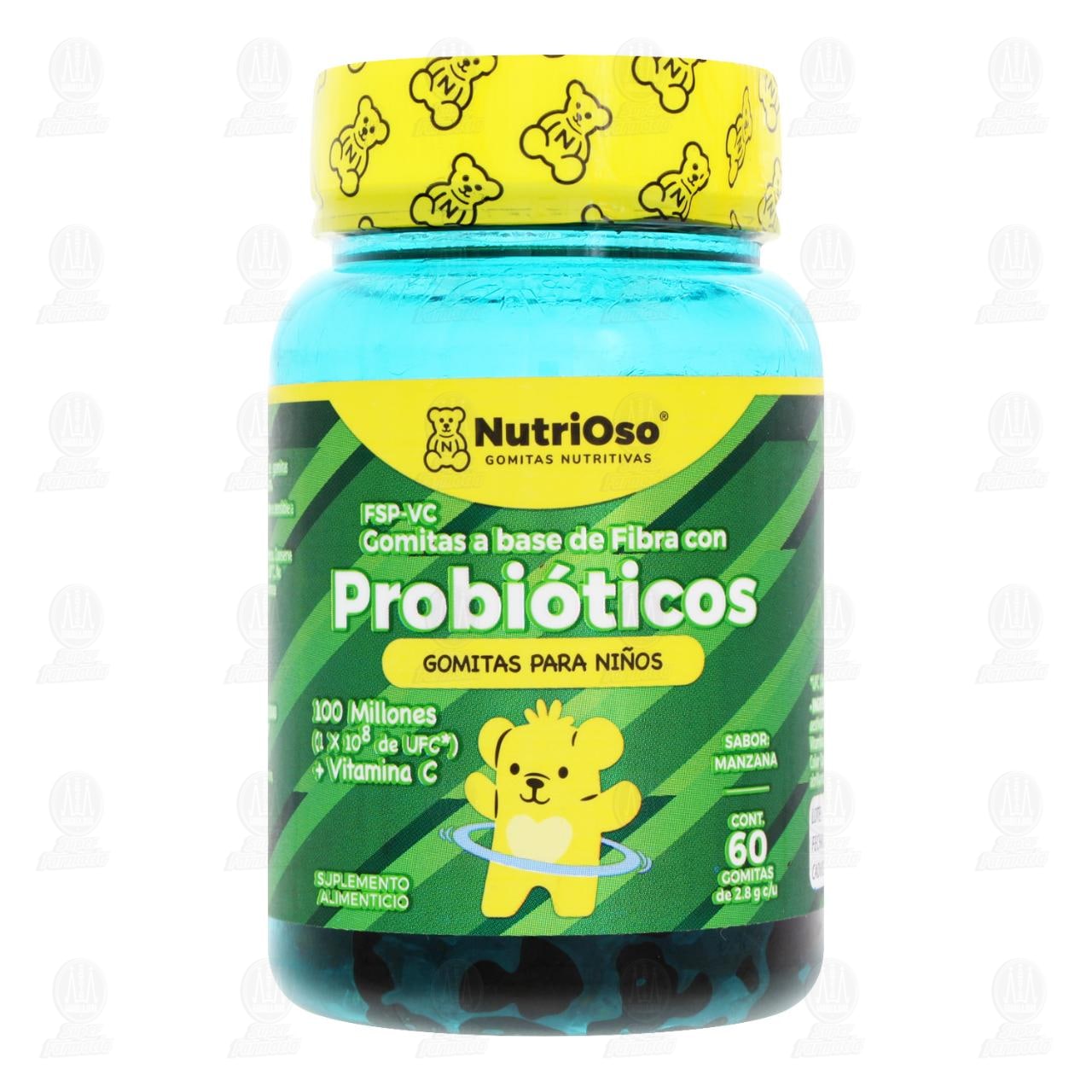 Suplemento Alimenticio Nutrioso Probi&oacute;ticos Sabor Manzana, 60 Gomitas. image number 1