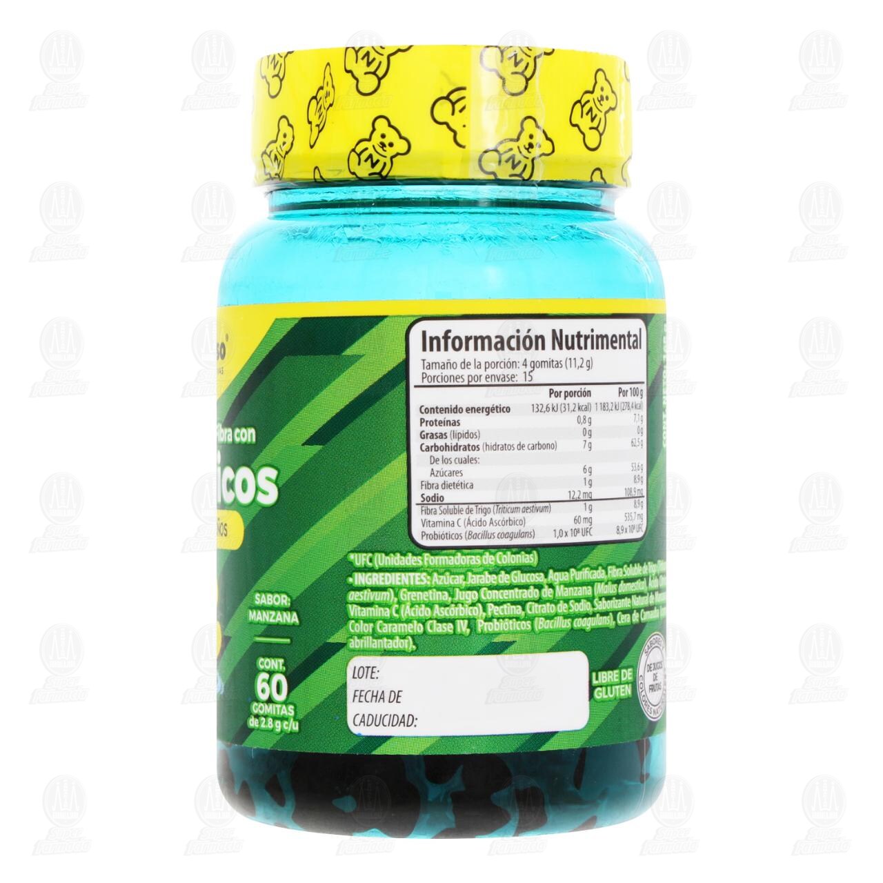 Suplemento Alimenticio Nutrioso Probi&oacute;ticos Sabor Manzana, 60 Gomitas. image number 2