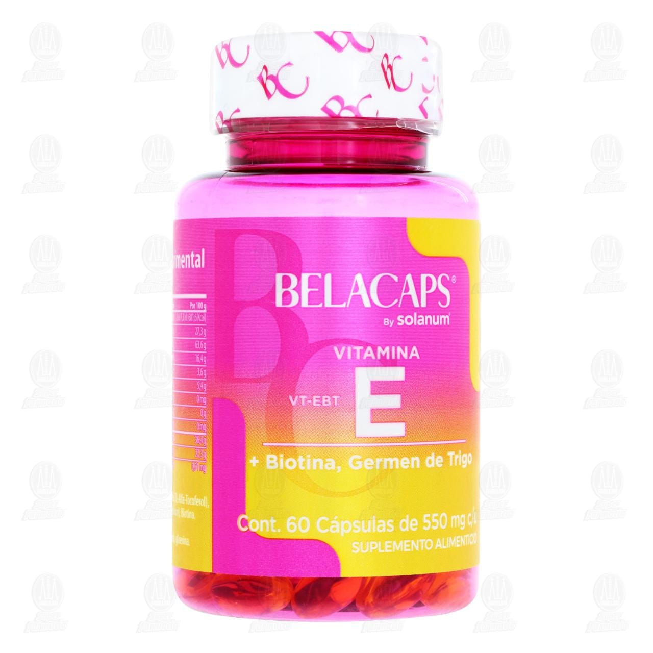 Imagen para Vitamina E Belacaps Suplemento Alimenticio 550 mg, 60 Cápsulas.