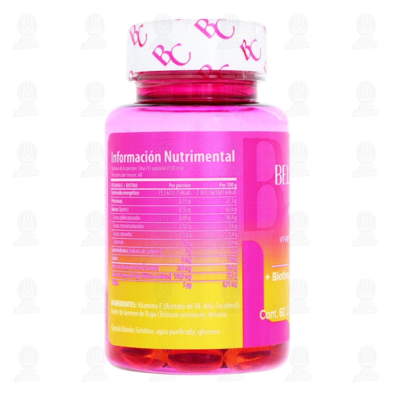 Vitamina E Belacaps Suplemento Alimenticio, 60 C&aacute;psulas. image number 2