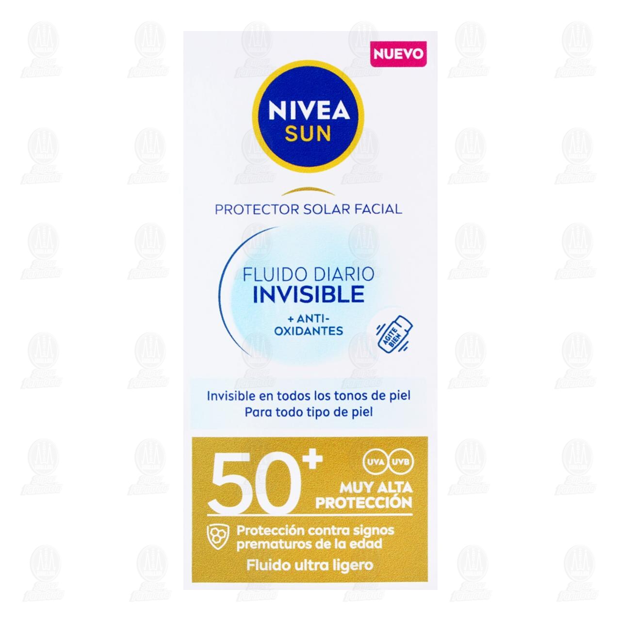 Protector Solar Facial Nivea Sun FPS 50+ Fluido Diario Invisible + Anti-Oxidantes para Todo Tipo de Piel, 40 ml. image number 1