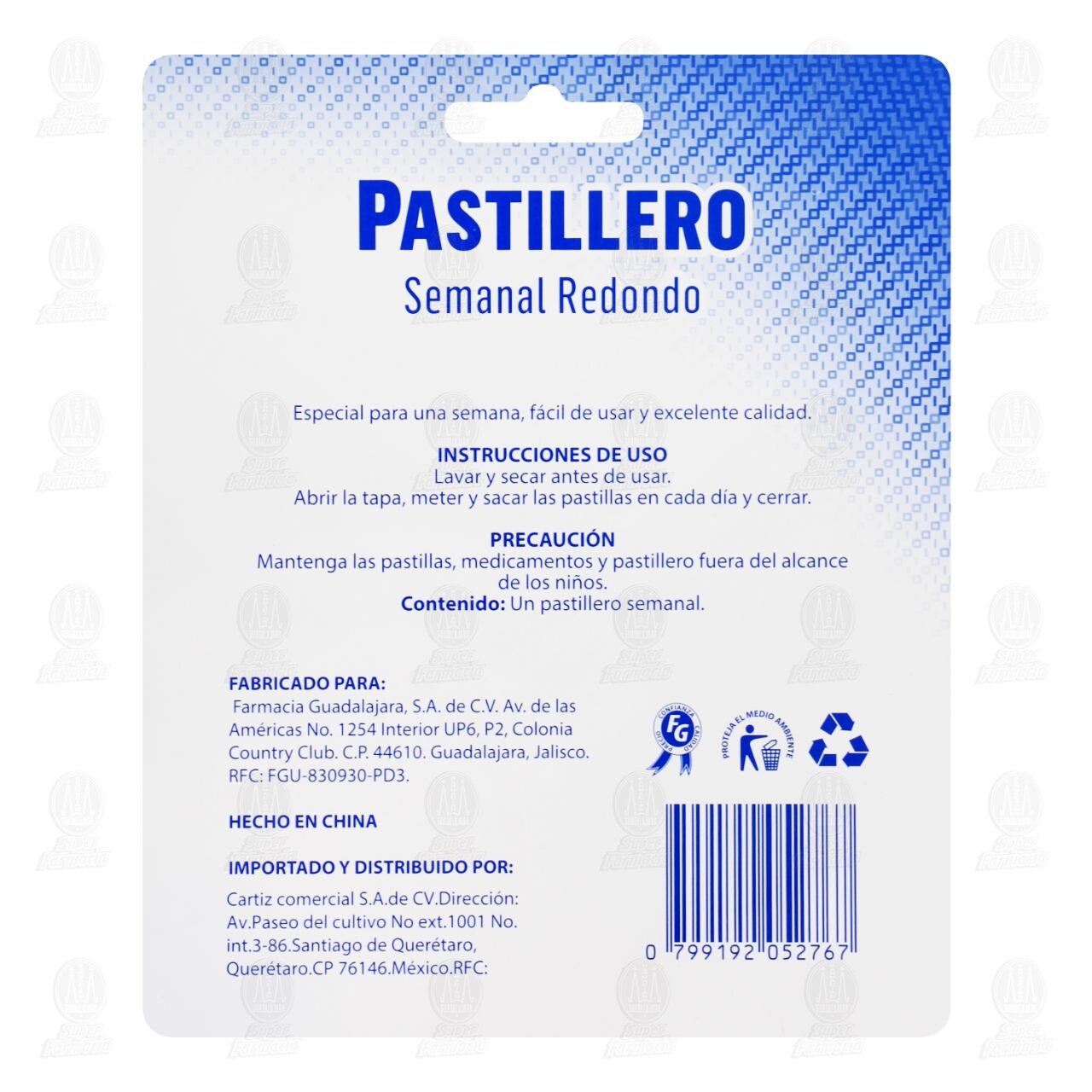 Pastillero Pharmalife Semanal Redondo, 1 pz. image number 1