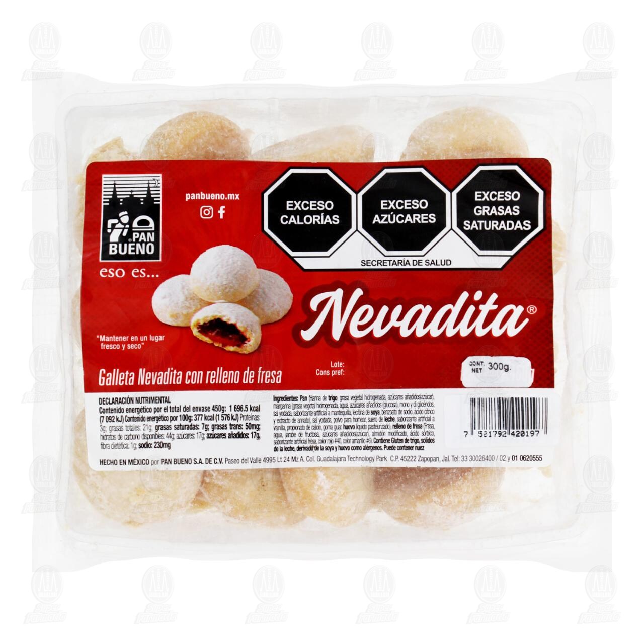Galleta Nevadita Pan Bueno Relleno de Fresa, 300 gr. image number 0