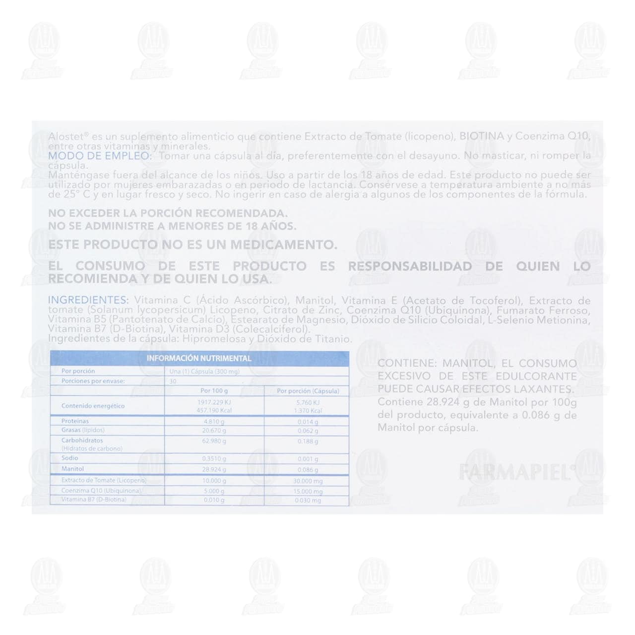 Alostet 300 mg, 30 C&aacute;psulas. image number 2