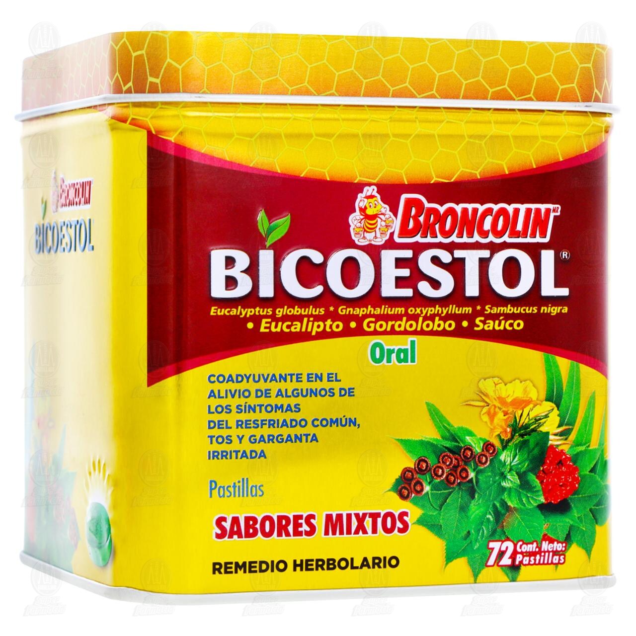 Broncolin Bicoestol Sabores Mixtos, 72 pastillas. image number 0