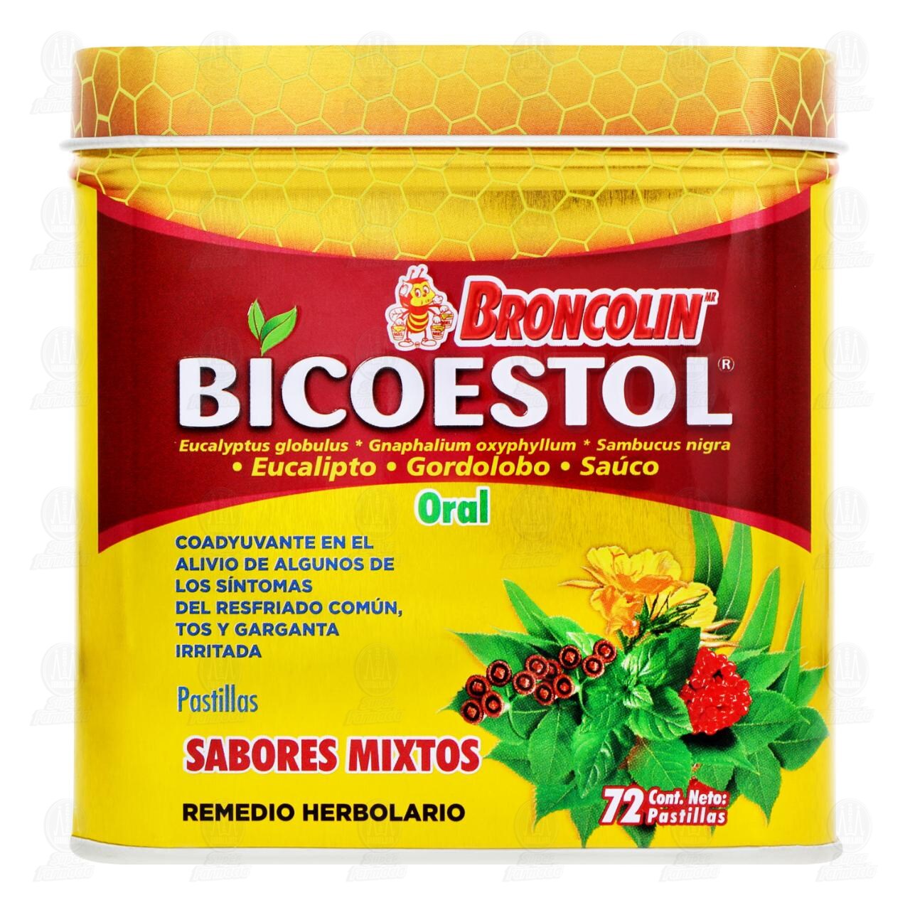 Broncolin Bicoestol Sabores Mixtos, 72 pastillas. image number 1