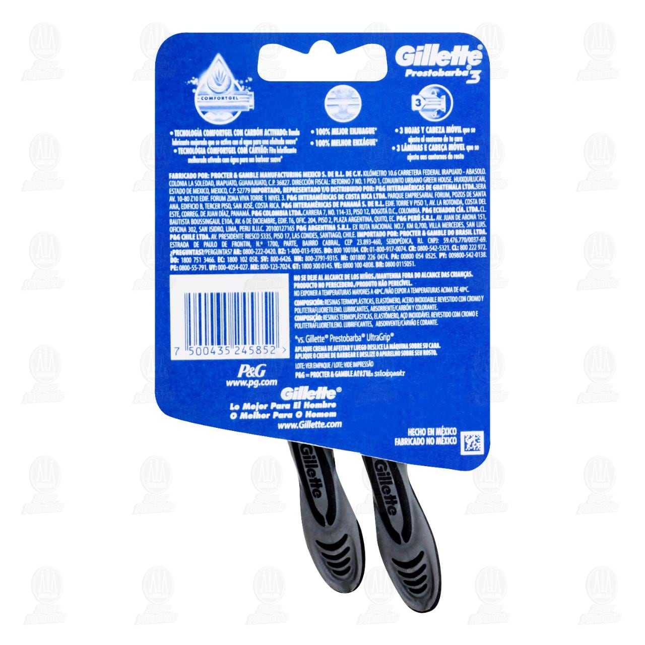 M&aacute;quinas para Afeitar Gillette Prestobarba 3 Carbono Desechables, 2 pzas. image number 1