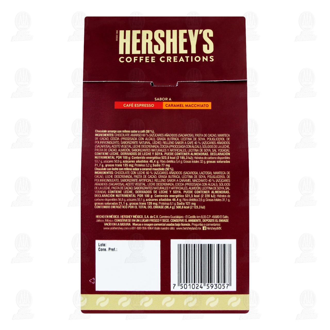Chocolate Hershey's Coffee Creations Sabor Caf&eacute; Espresso y Caramel Macchiato, 96.4 gr. image number 2