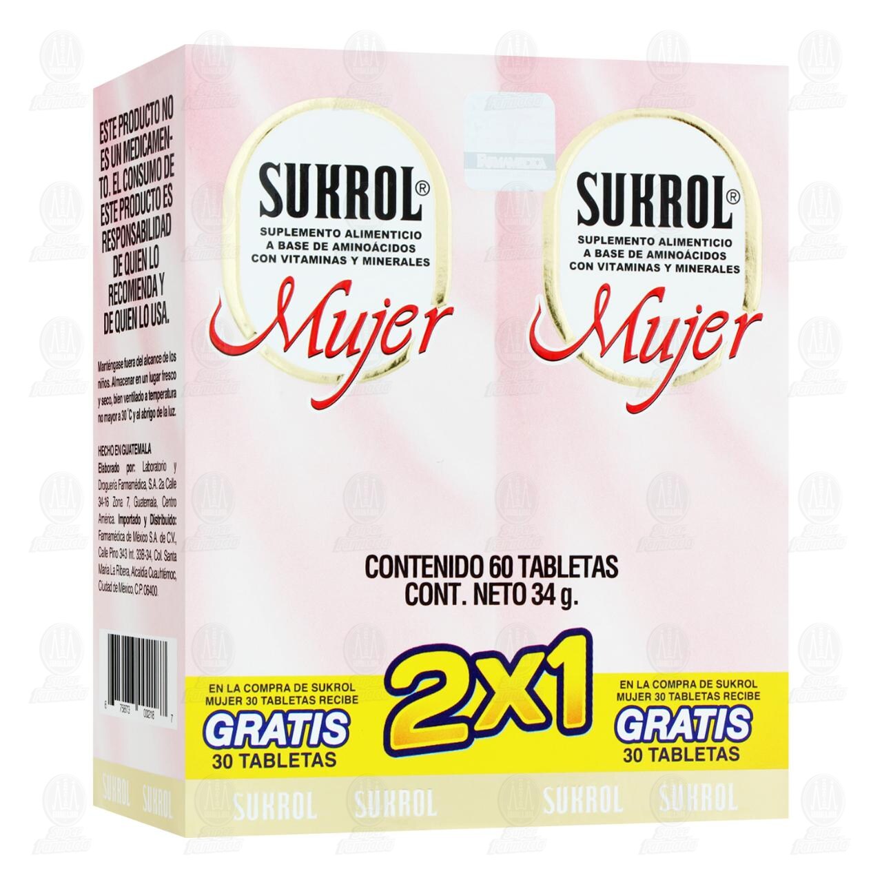 Sukrol Mujer 2x1 Suplemento Alimenticio, 2 Cajas con 30 Tabletas c/u. image number 0