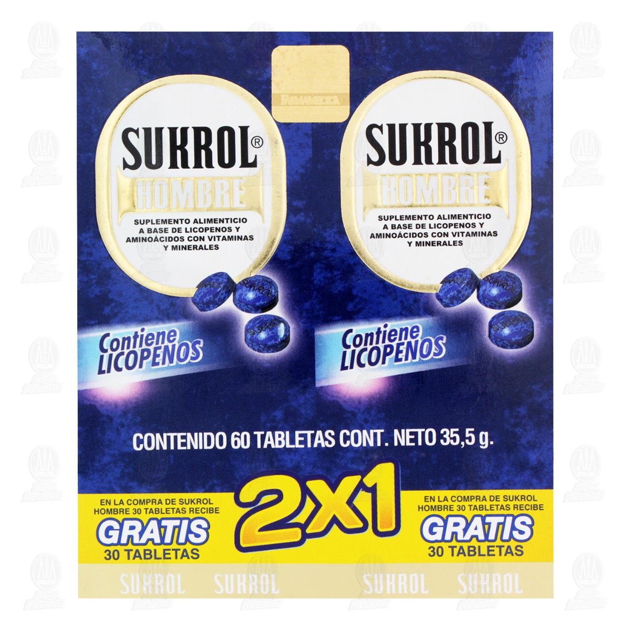 Sukrol Hombre 2x1, 2 Cajas con 30 Tabletas c/u. image number 1